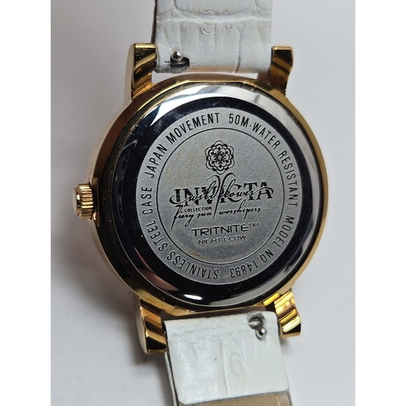 Invicta Wildflower Womens 33mm Rose Gold 50M WR White Leather Watch New Battery